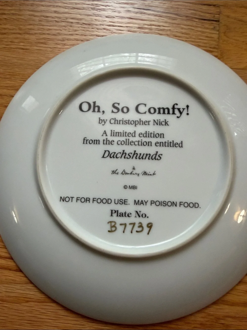 Danbury Mint Black and Tan Dachshund Decorative Plate Oh, so comfy!